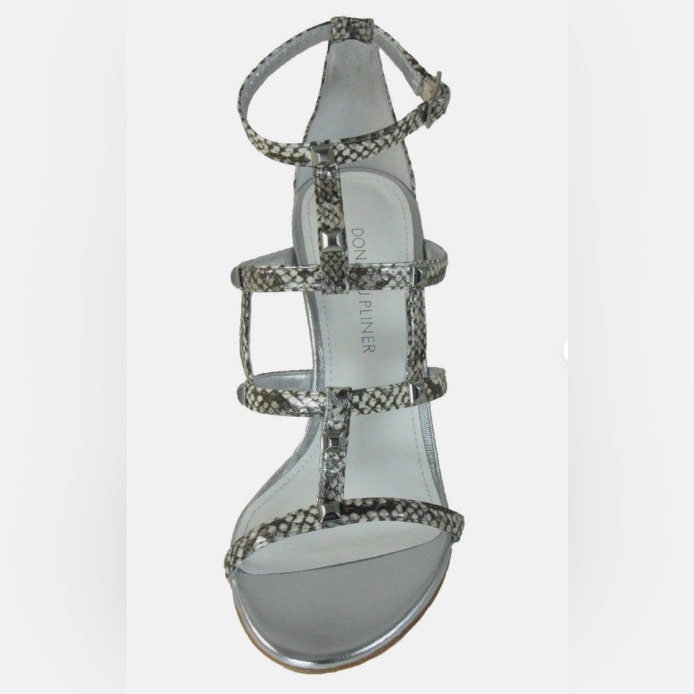 Donald J Pliner Silver Metallic Strappy Snake Heels 8